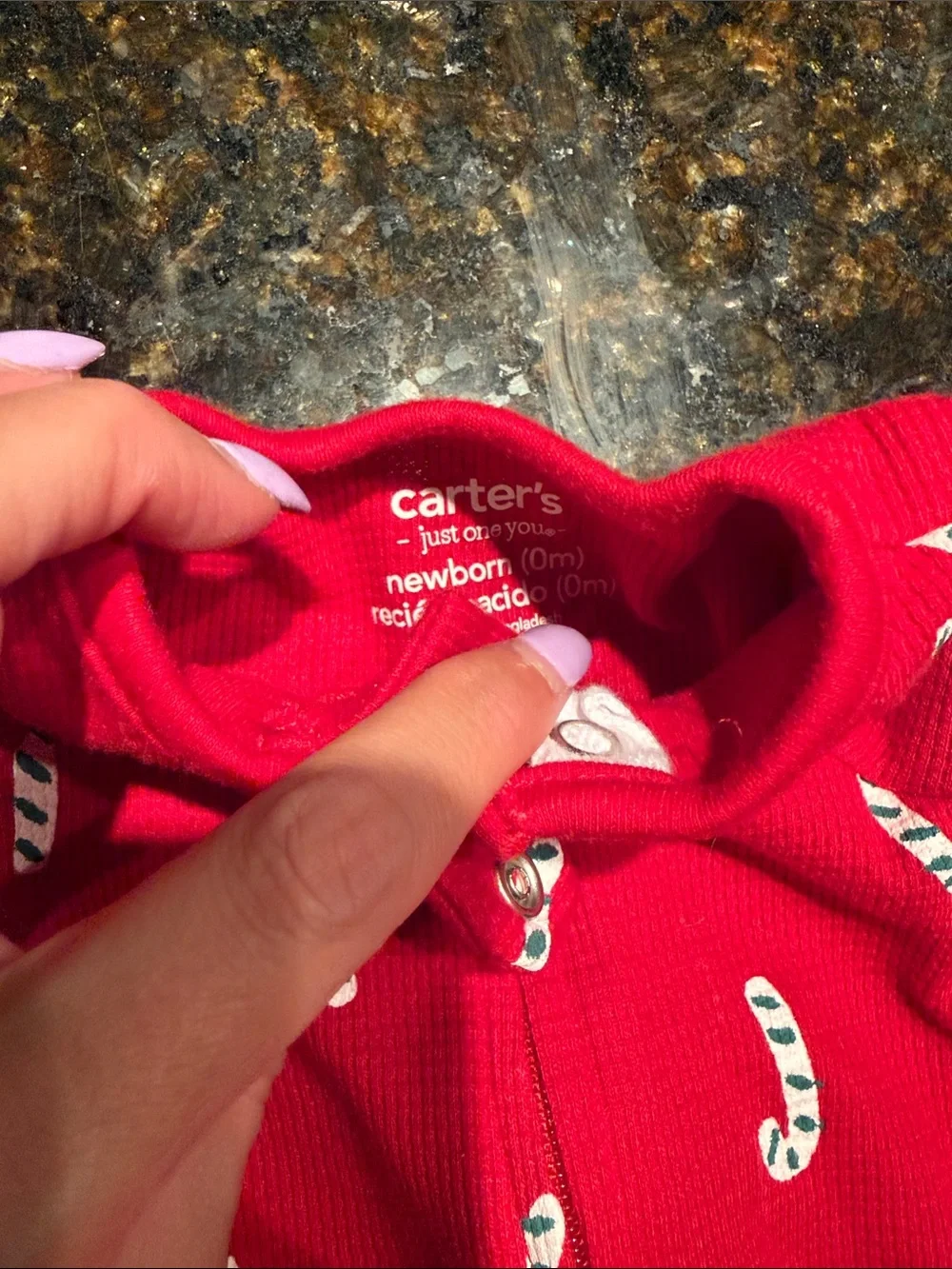 Red Candy Cane Print Baby One-Piece Carters - Newborn Footie